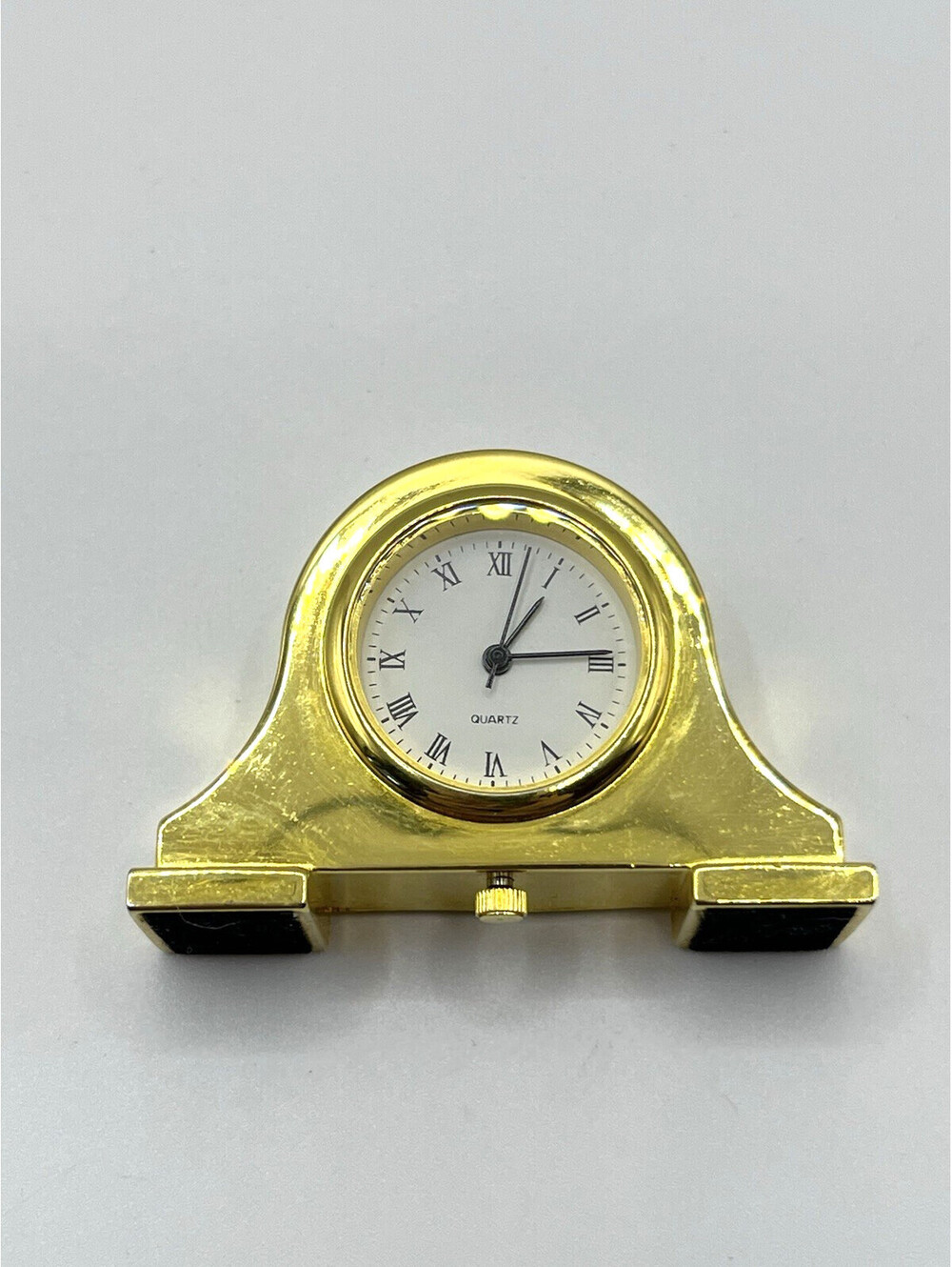 Vintage Mini Mantle Clock Gold Tone Battery Quartz Functions 3167.2